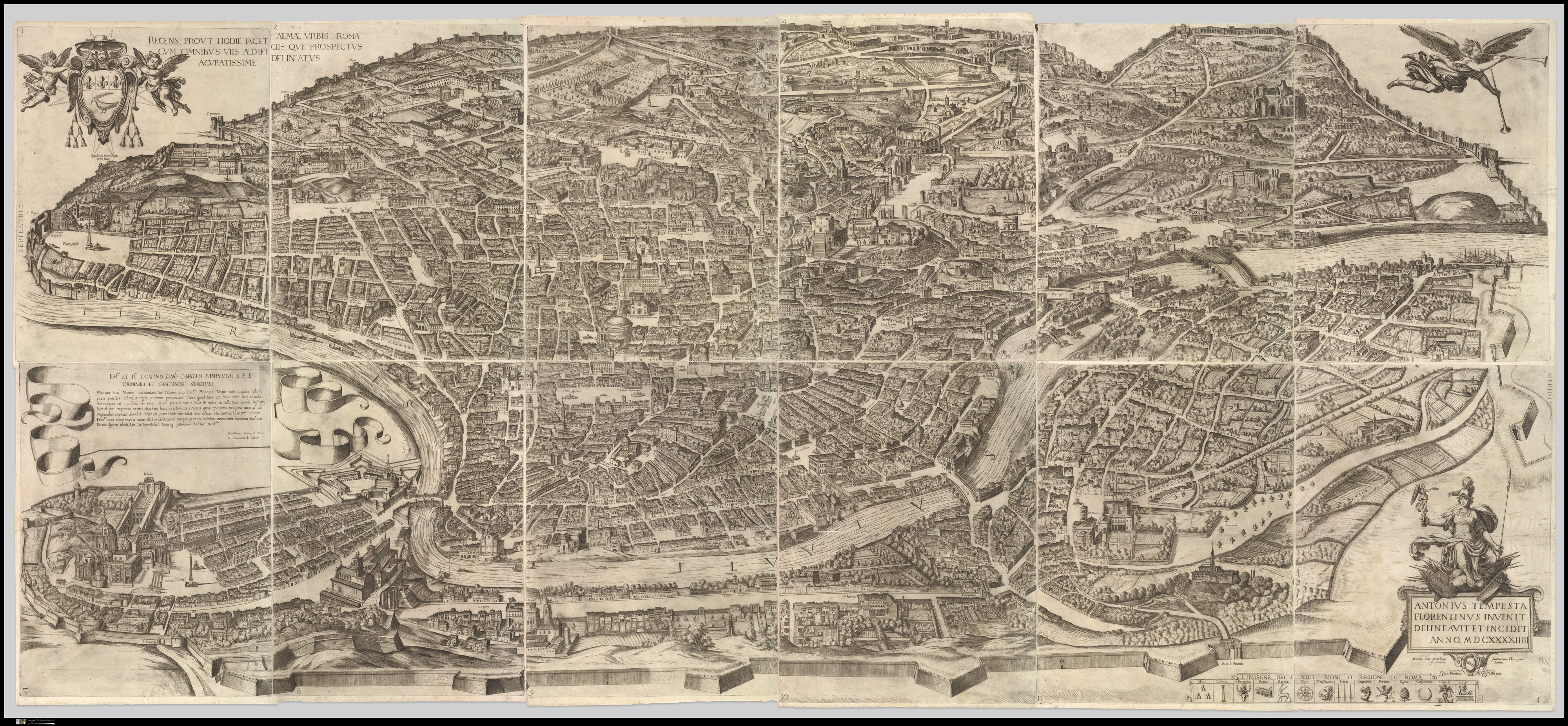 Plan of the City of Rome, Antonio Tempesta, 1645